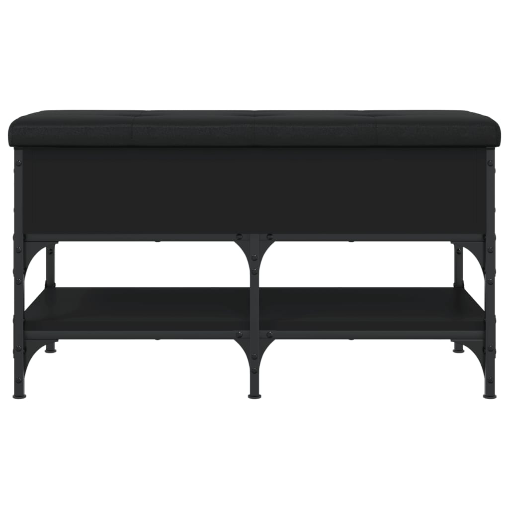 Shoe bench, black, 82x42x45cm, engineered wood