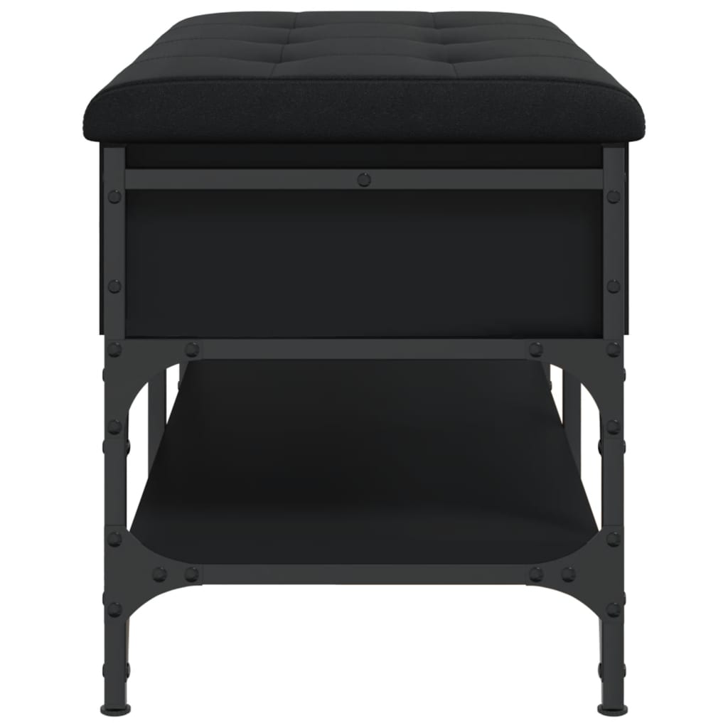 Shoe bench, black, 82x42x45cm, engineered wood