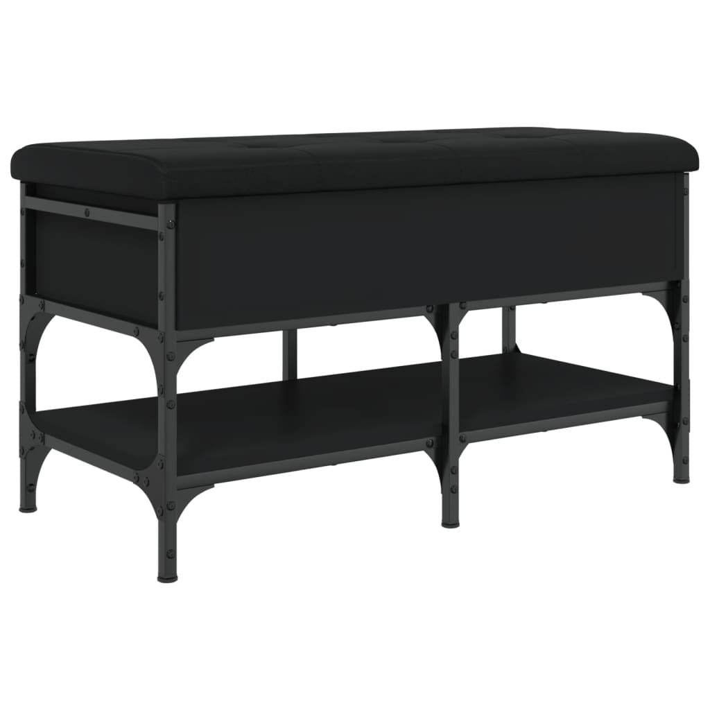 Shoe bench, black, 82x42x45cm, engineered wood