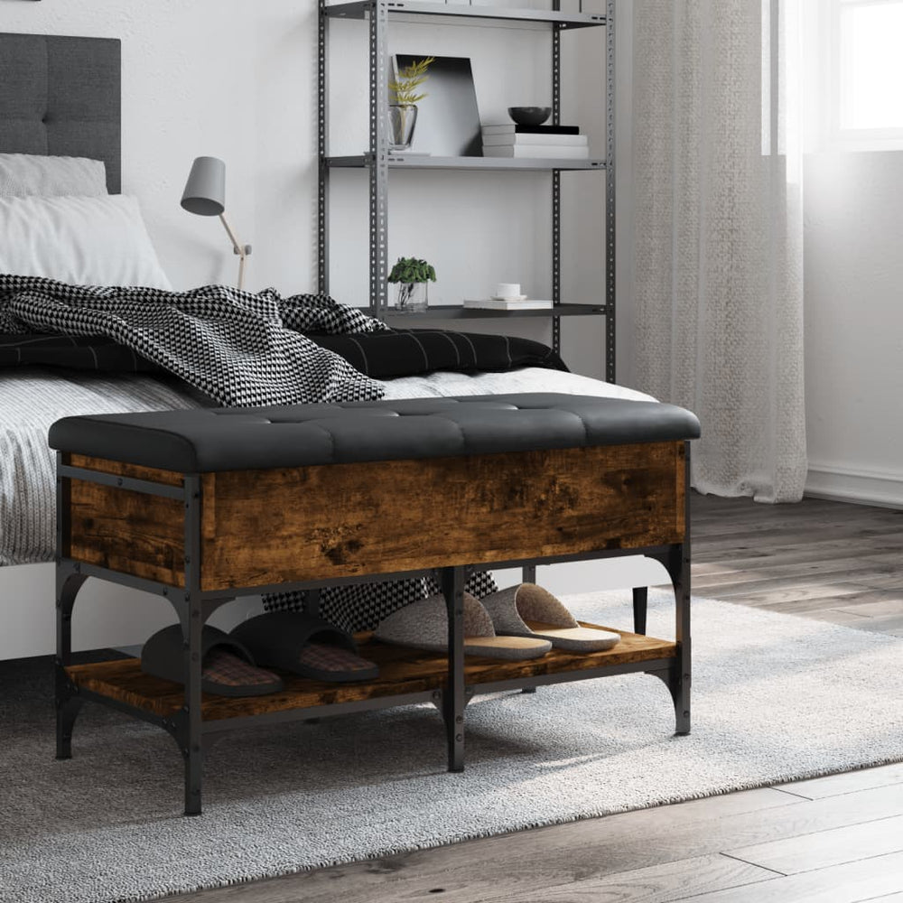 Shoe bench, smoked oak, 82x42x45cm, treated wood