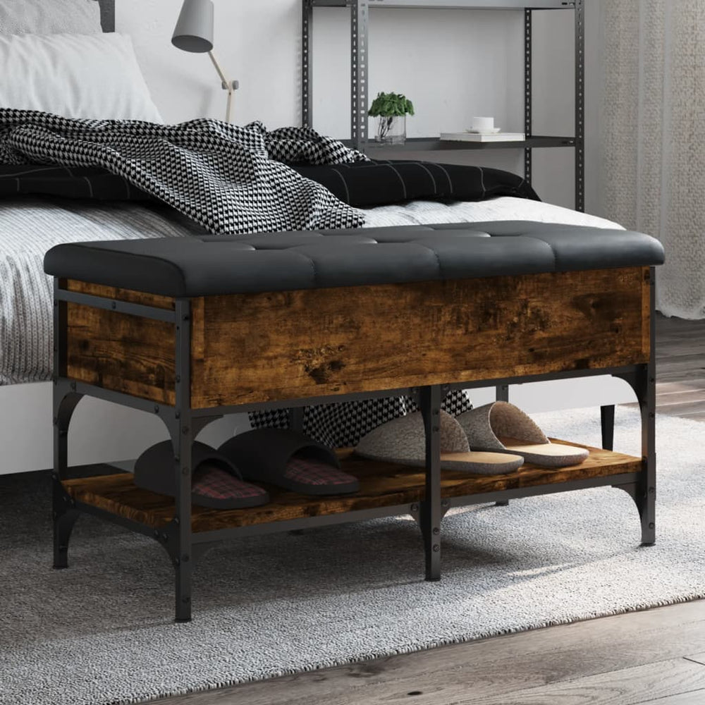 Shoe bench, smoked oak, 82x42x45cm, treated wood
