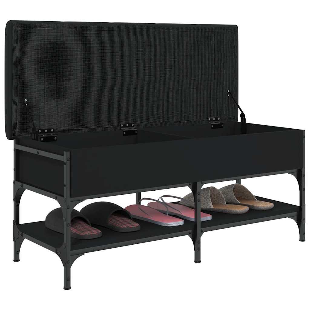Shoe bench, black, 102x42x45cm, treated wood