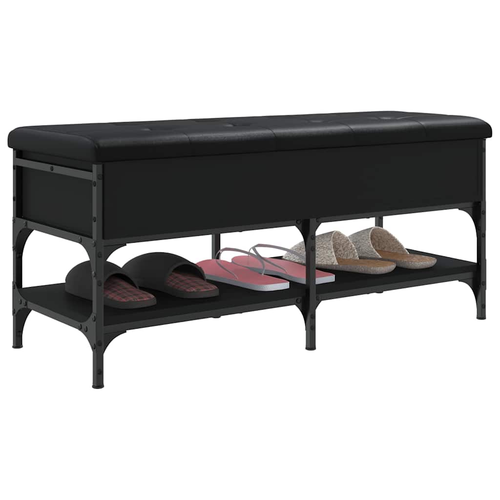 Shoe bench, black, 102x42x45cm, treated wood