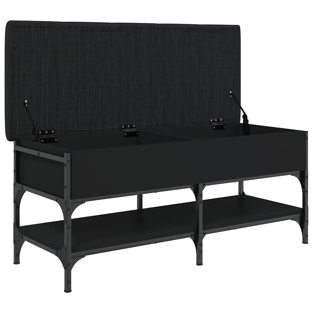 Shoe bench, black, 102x42x45cm, treated wood