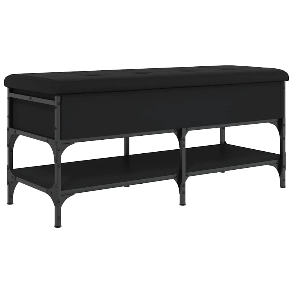 Shoe bench, black, 102x42x45cm, treated wood