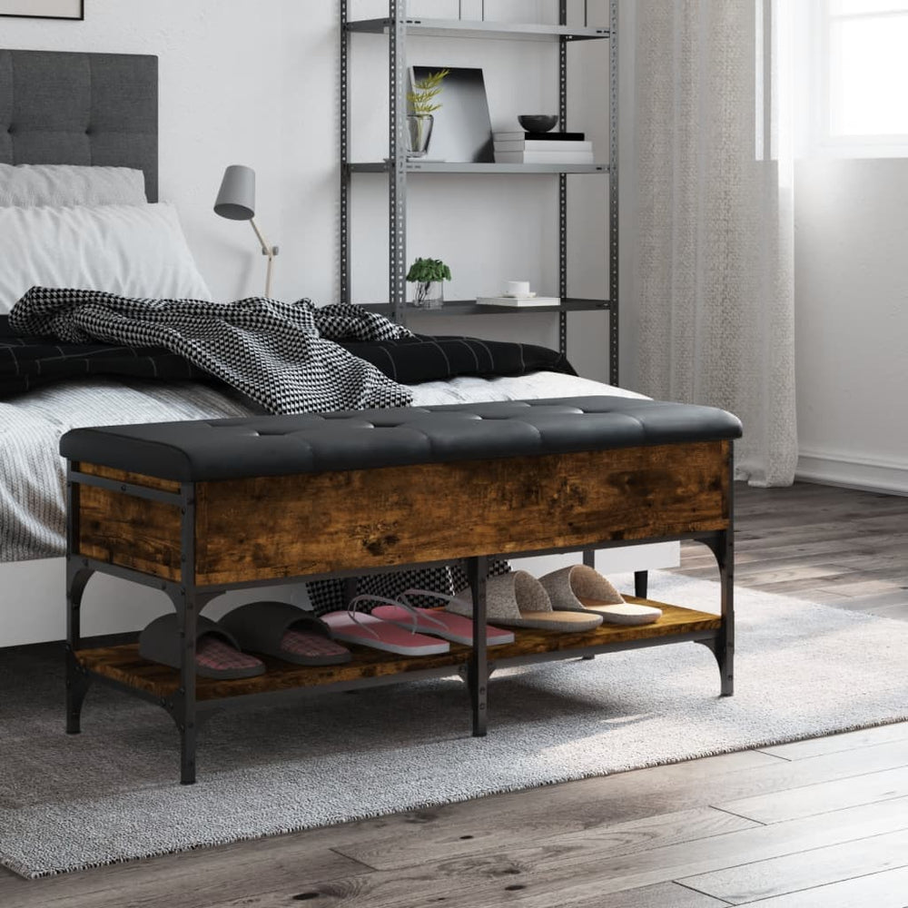 Shoe bench, smoked oak, 102x42x45cm, treated wood