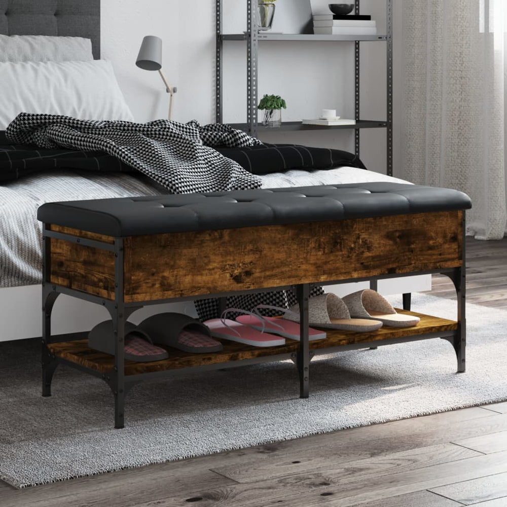 Shoe bench, smoked oak, 102x42x45cm, treated wood