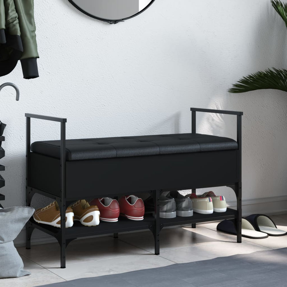 Shoe cabinet, black, 85.5x42x57.5cm, engineered wood