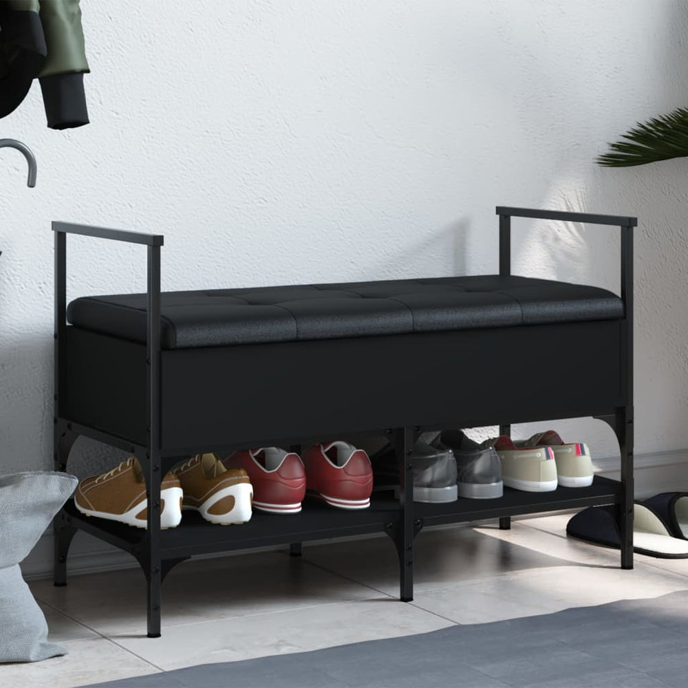 Shoe cabinet, black, 85.5x42x57.5cm, engineered wood
