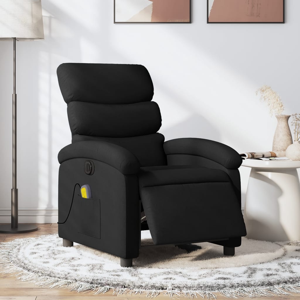 Electric Reclining Massage Chair, Black, Fabric
