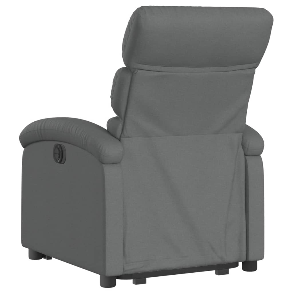 Reclining stand-up armchair, dark gray, fabric