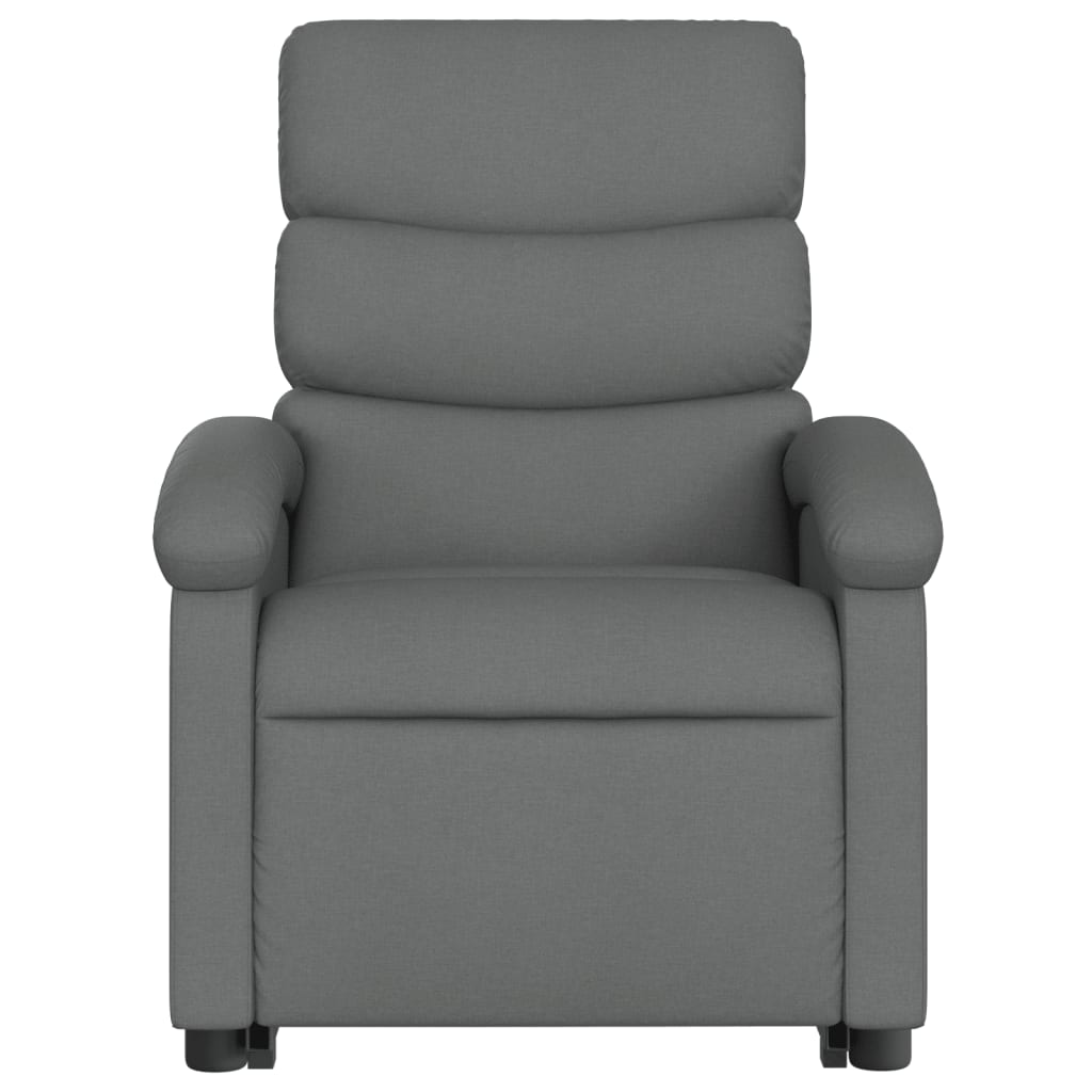 Reclining stand-up armchair, dark gray, fabric