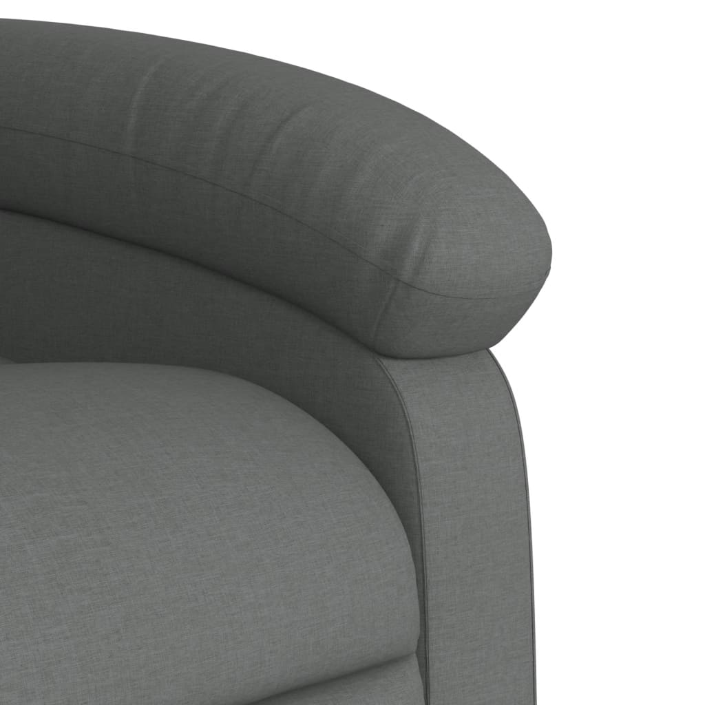 Reclining stand-up armchair, dark gray, fabric