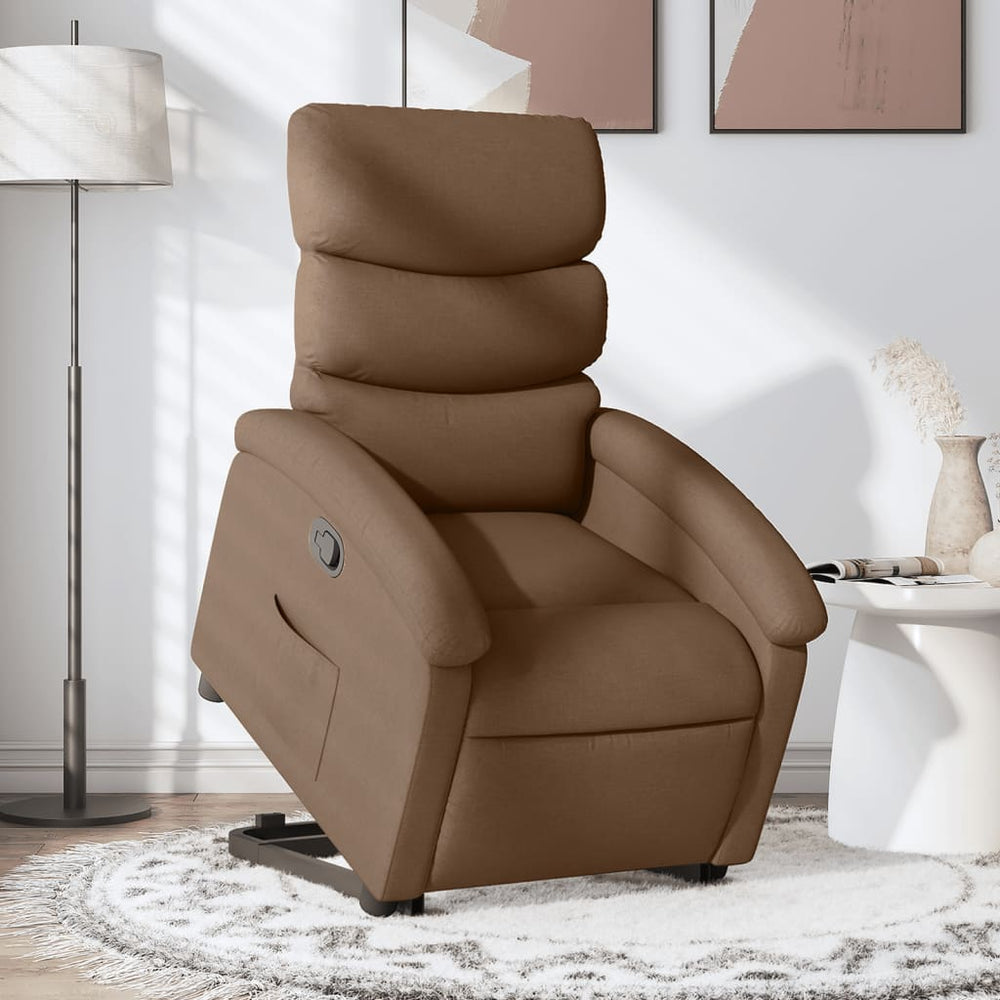 Reclining lift chair, brown, fabric