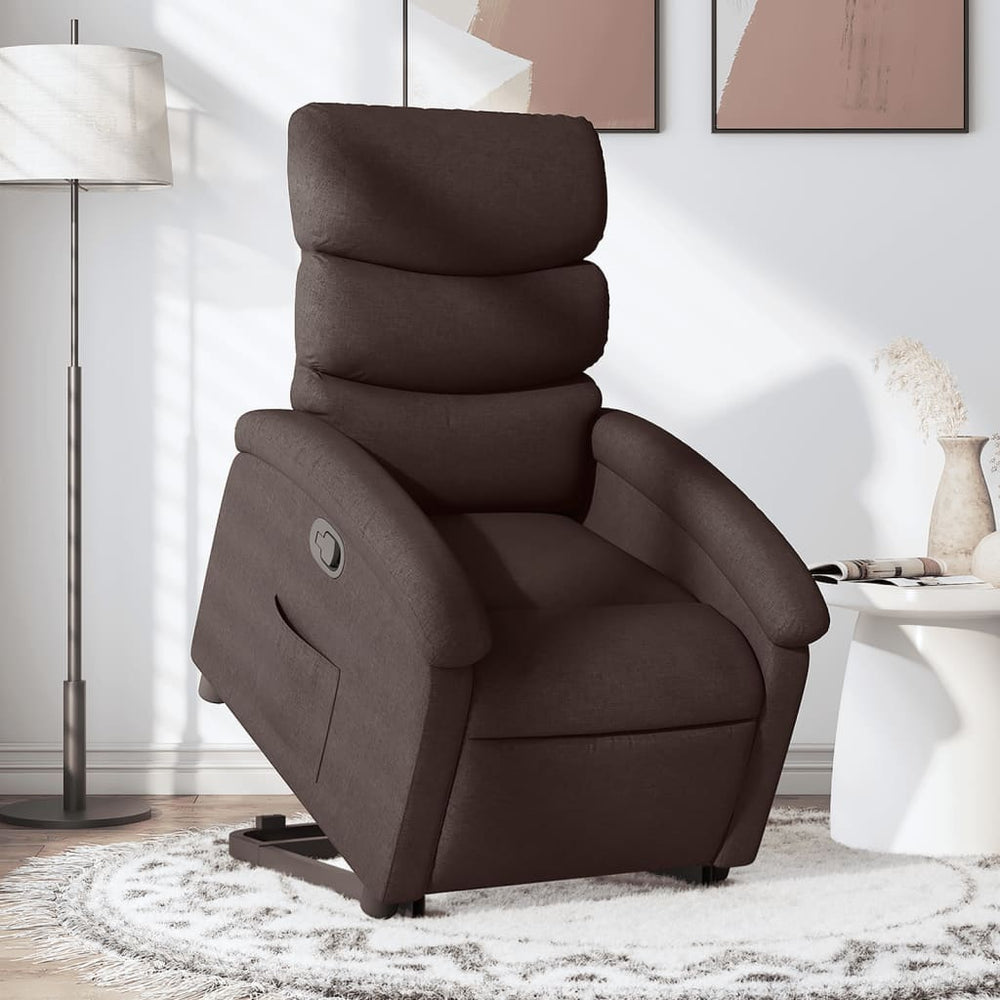 Recliner, dark brown, fabric