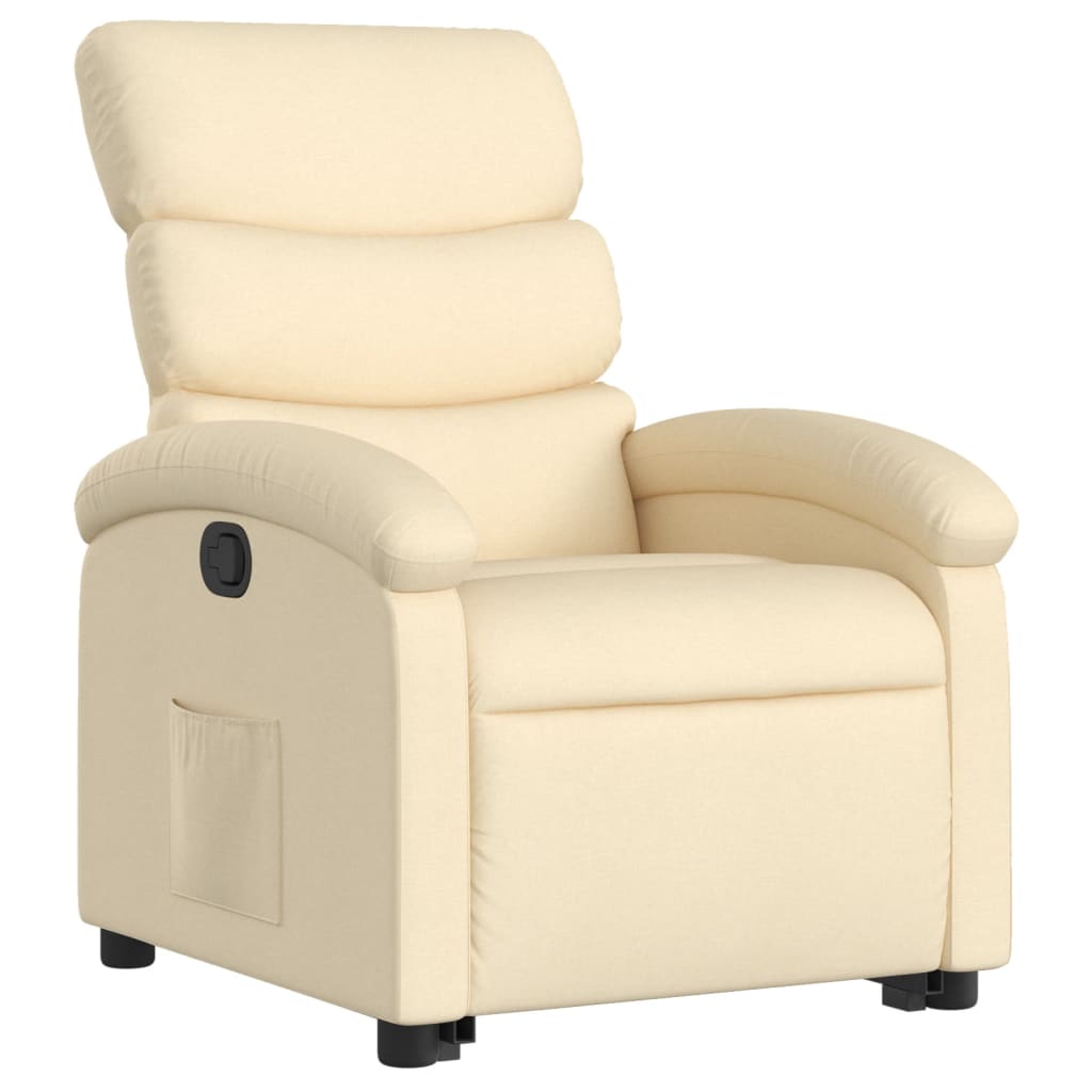 Standing recliner, cream, fabric