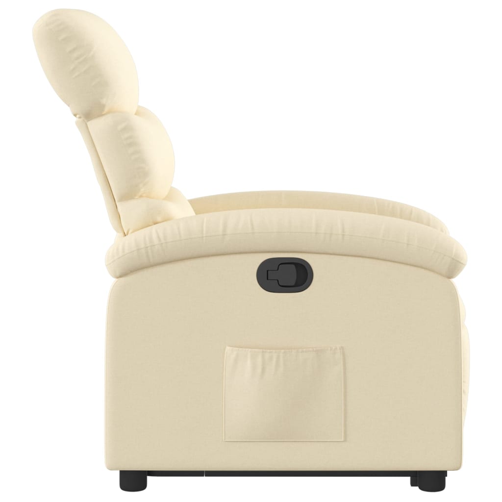 Standing recliner, cream, fabric