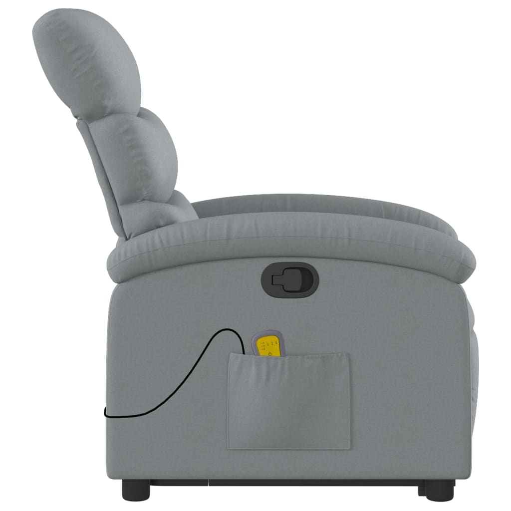 Reclining Massage Chair, Light Grey, Fabric