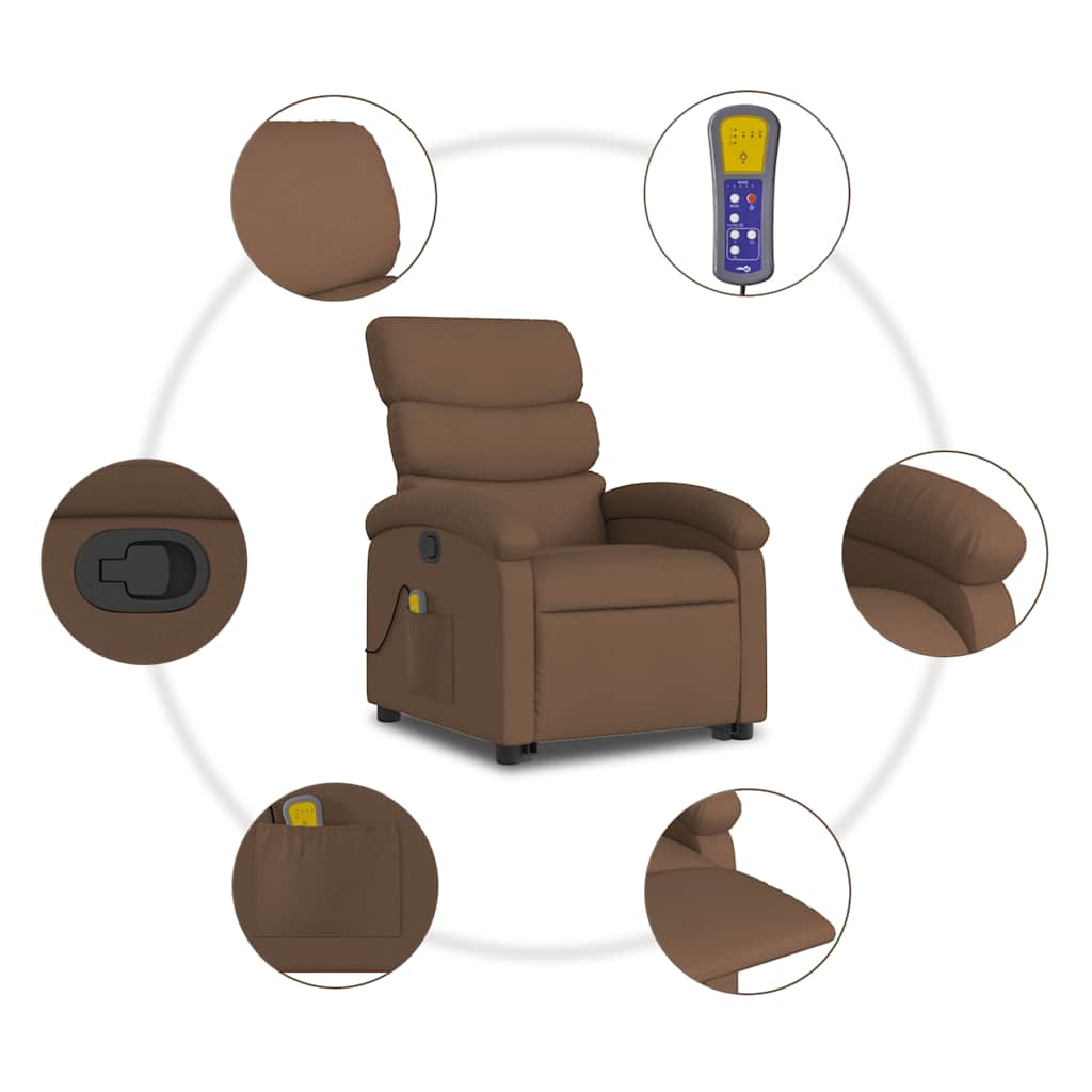 Lift Recliner Massage Chair, brown, fabric