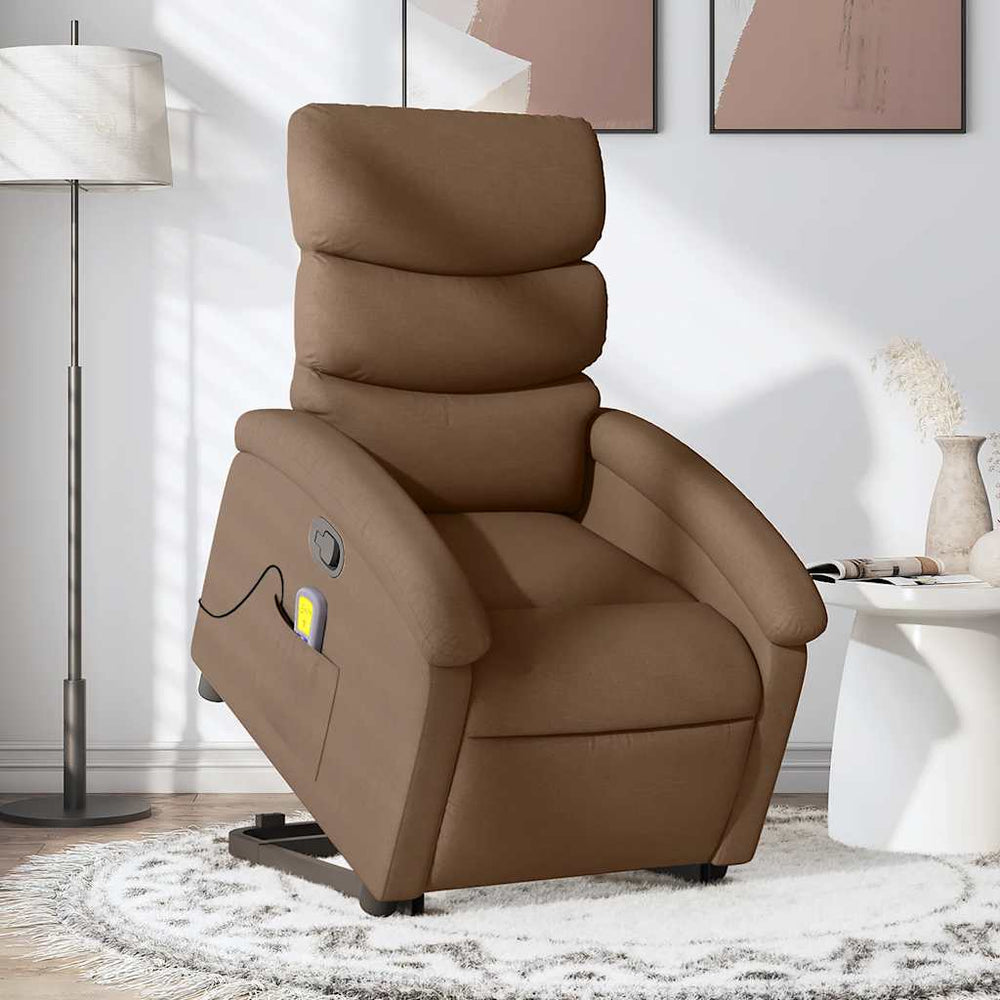 Lift Recliner Massage Chair, brown, fabric