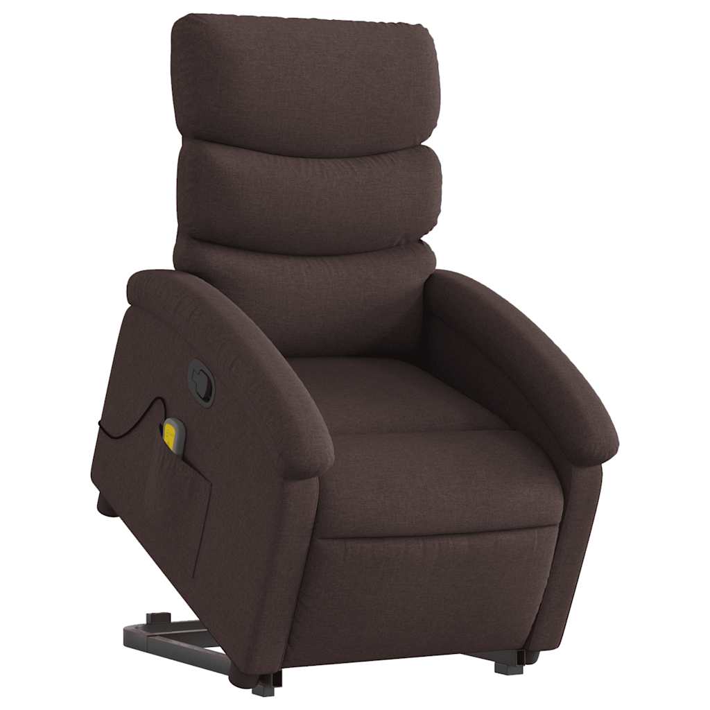 Recliner massage chair, dark brown, fabric