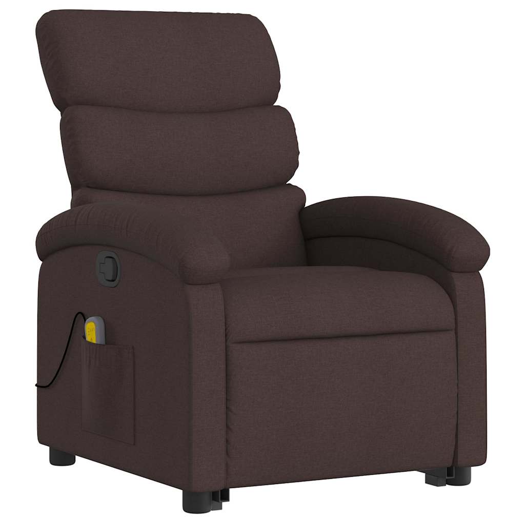 Recliner massage chair, dark brown, fabric