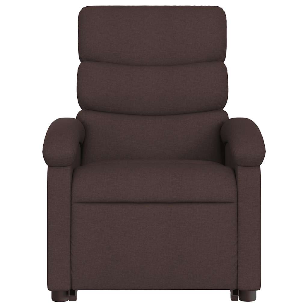 Recliner massage chair, dark brown, fabric