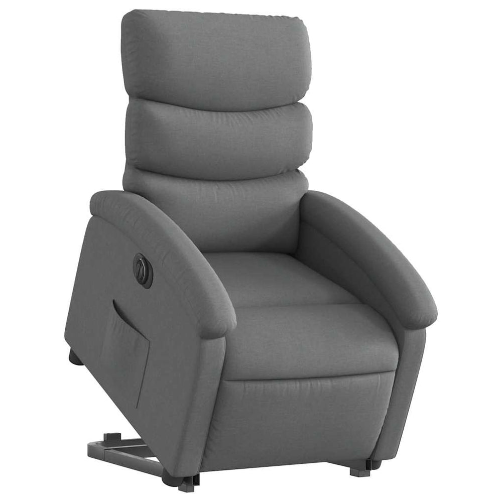 Reclining stand-up armchair, dark gray, fabric