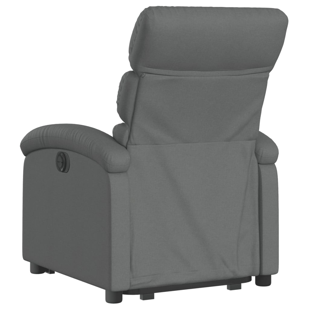 Reclining stand-up armchair, dark gray, fabric