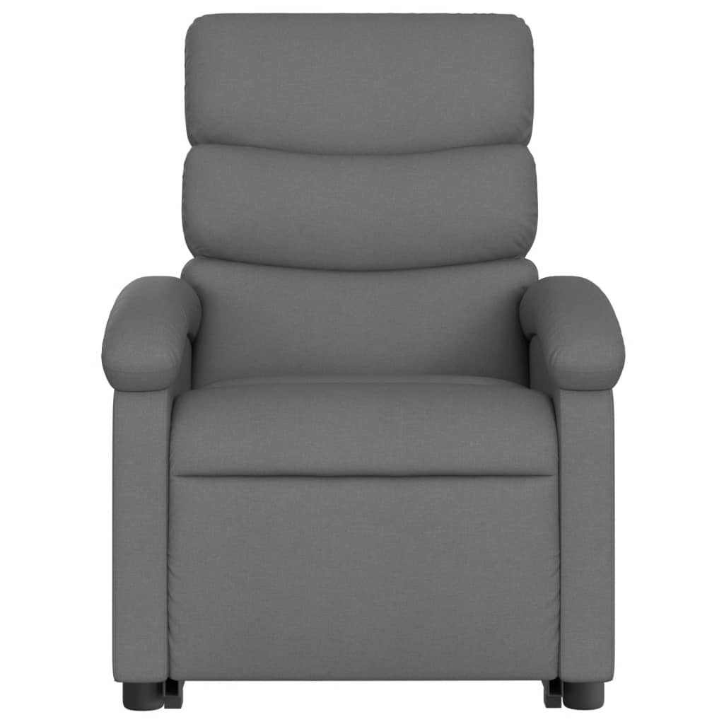 Reclining stand-up armchair, dark gray, fabric