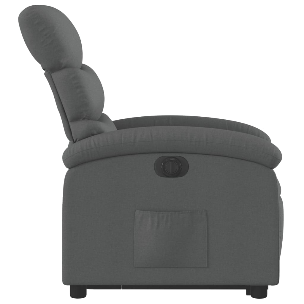 Reclining stand-up armchair, dark gray, fabric