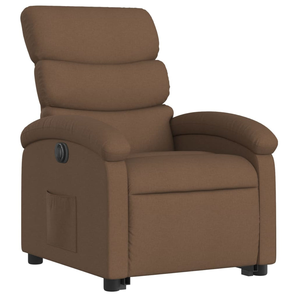 Electric Recliner Chair, brown, fabric