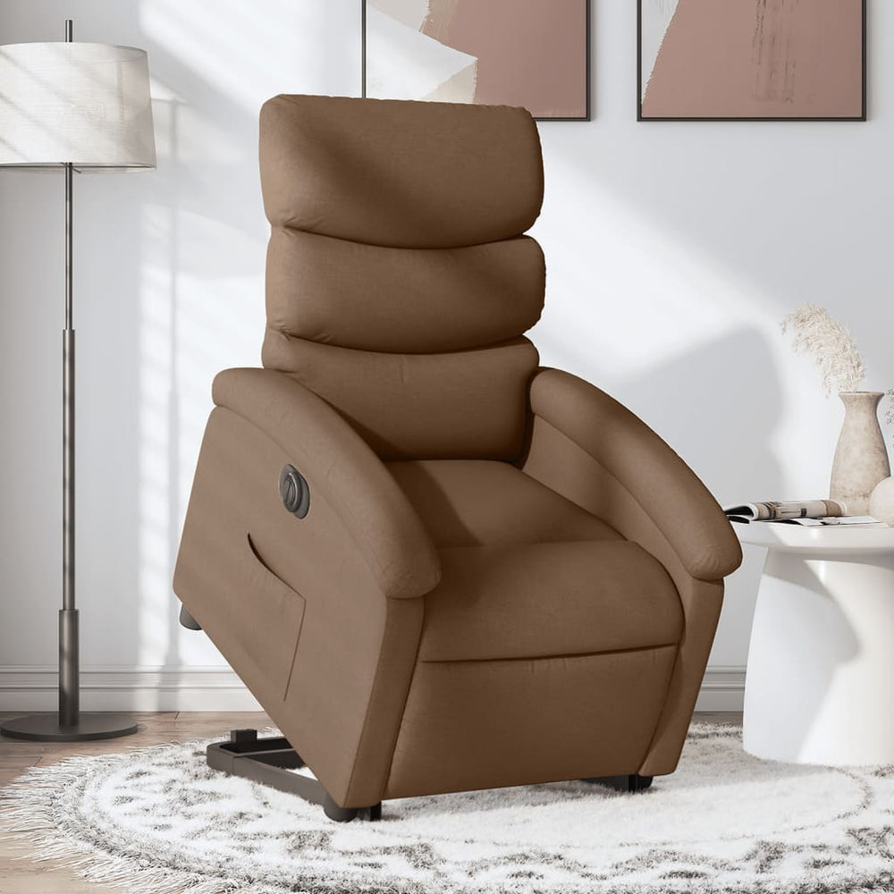 Electric Recliner Chair, brown, fabric