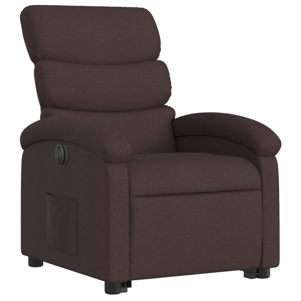 Recliner, dark brown, fabric