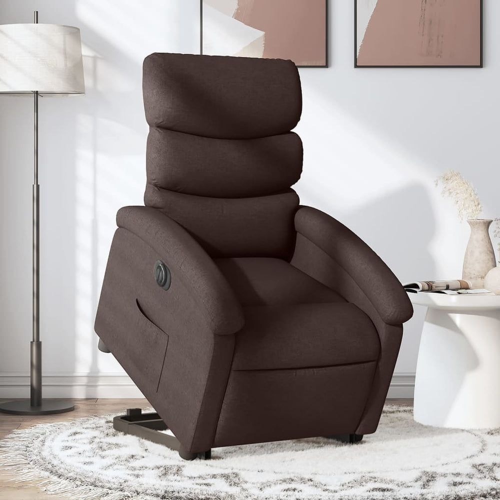 Recliner, dark brown, fabric