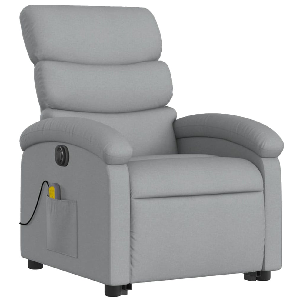 Reclining Massage Chair, Light Grey, Fabric
