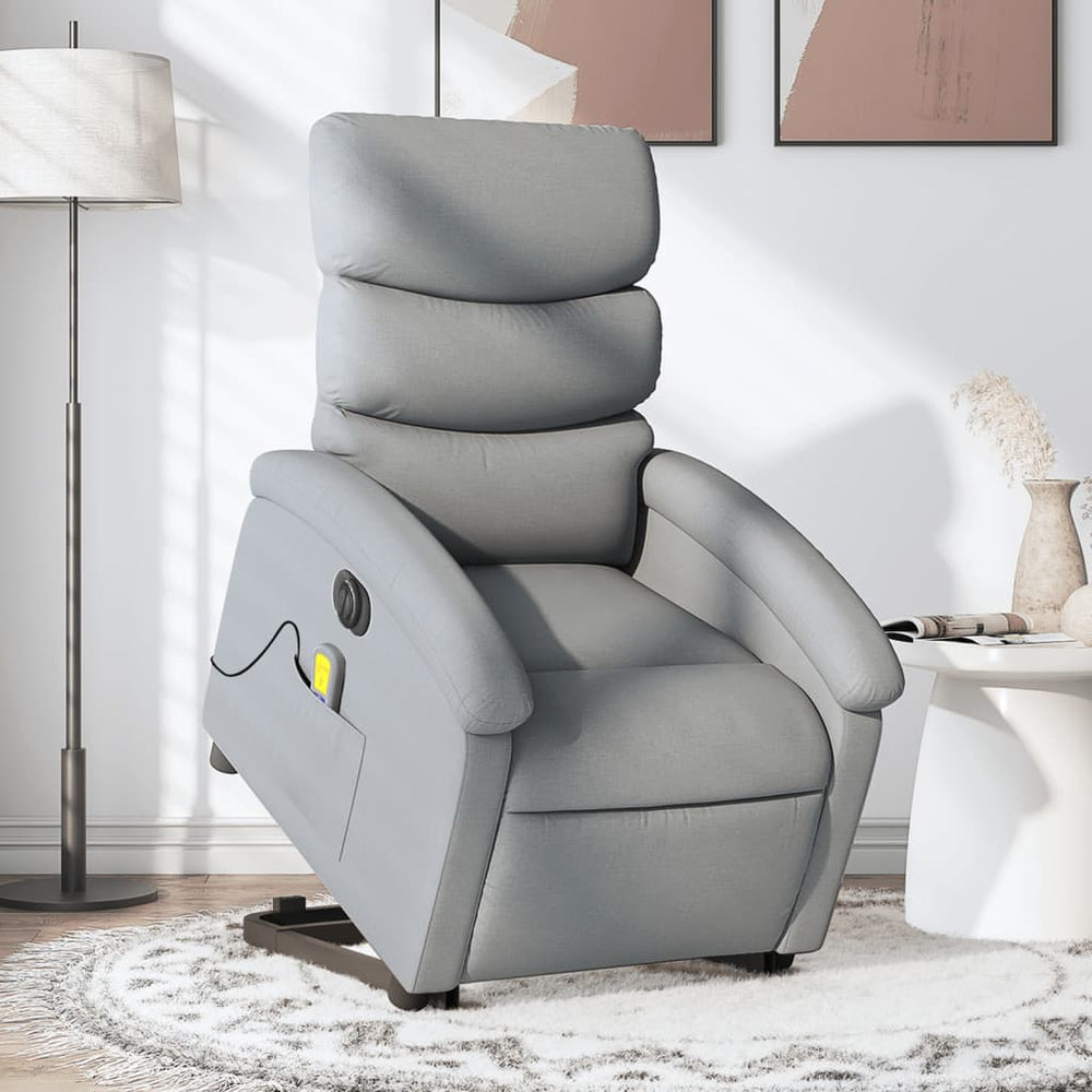 Reclining Massage Chair, Light Grey, Fabric
