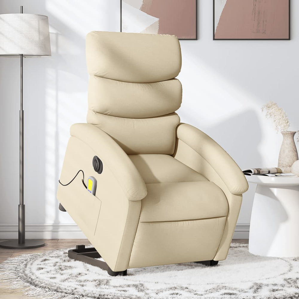 Electric reclining massage chair, cream, fabric