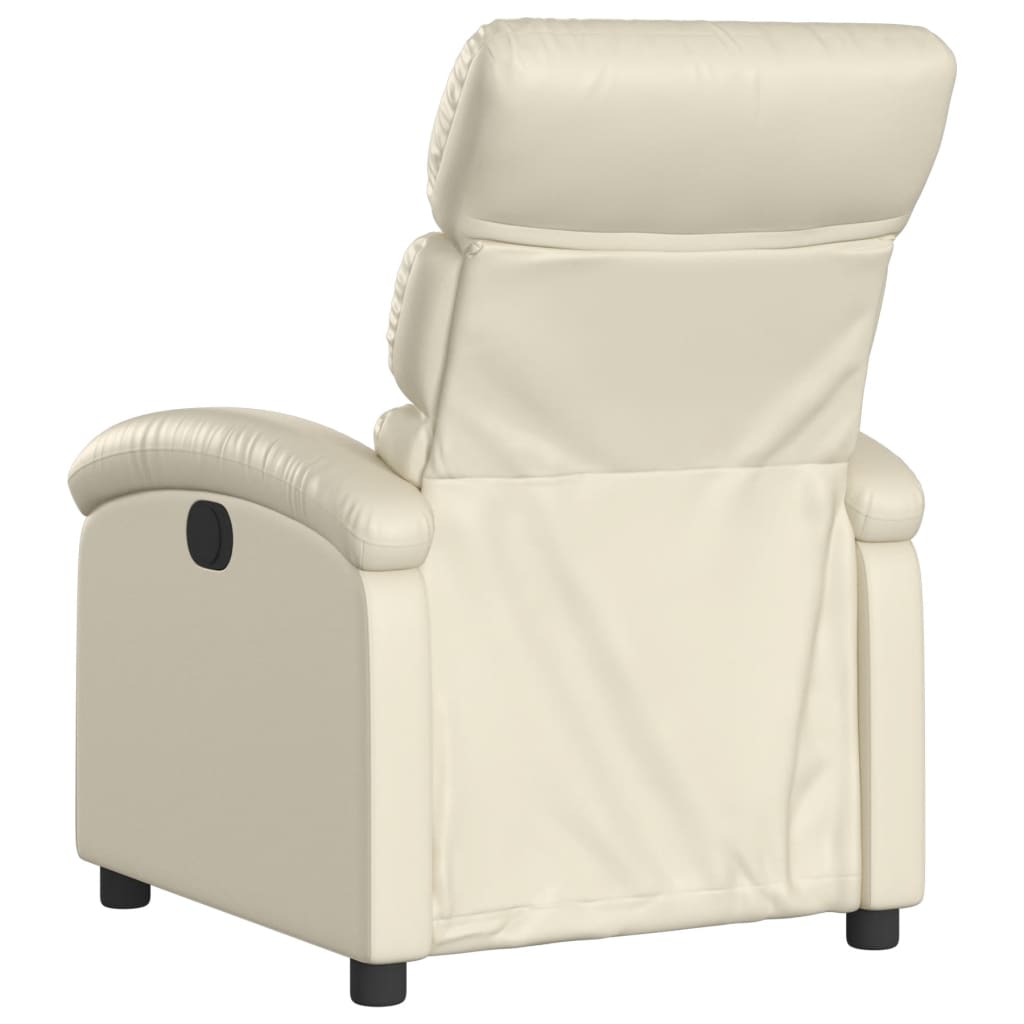 Electric reclining armchair, cream, artificial leather