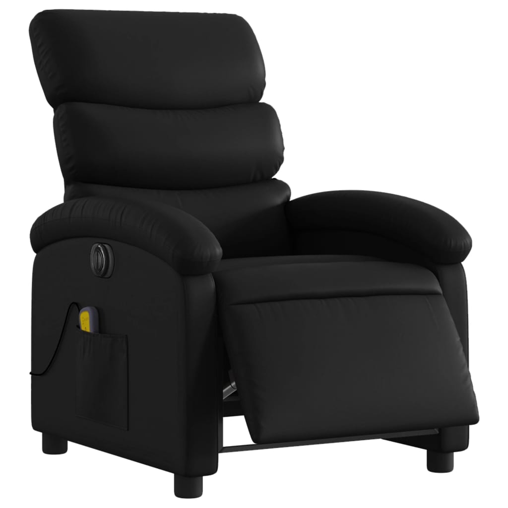 Electric Reclining Massage Armchair, Black, Faux Leather
