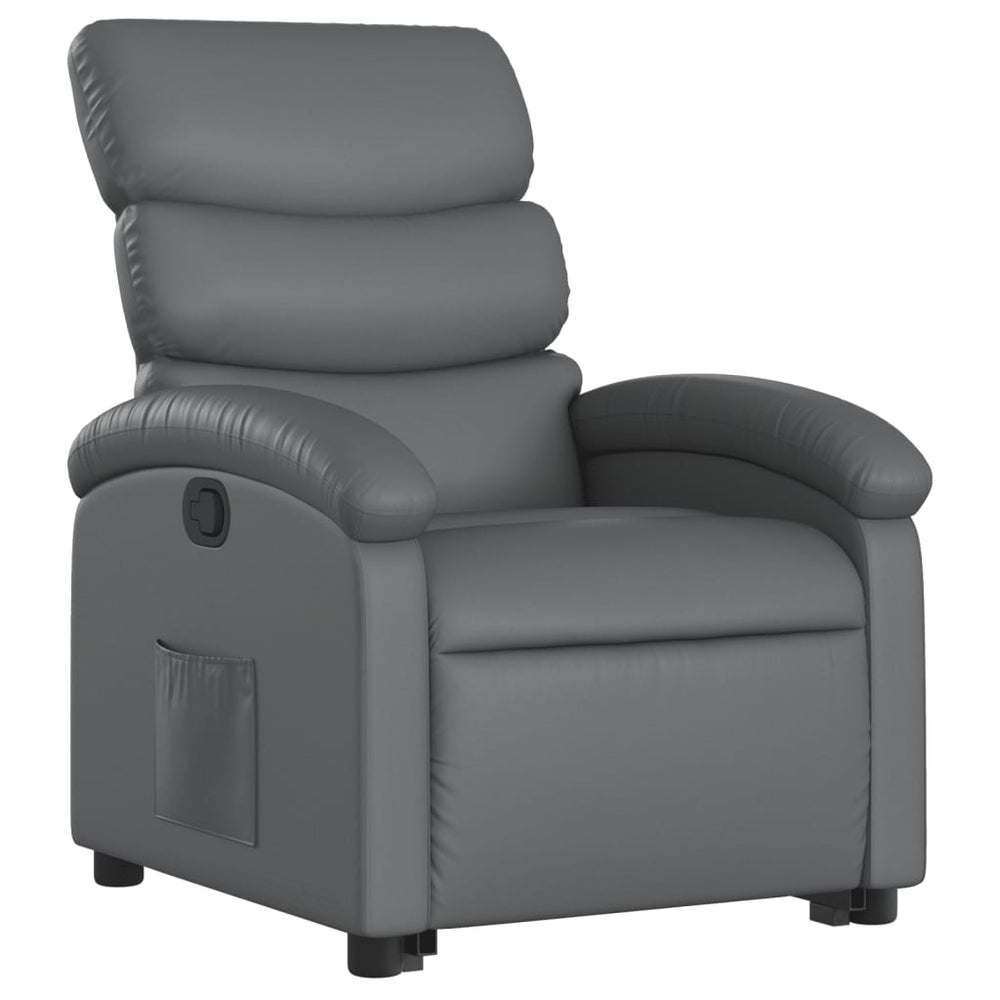 Recliner, grey, artificial leather