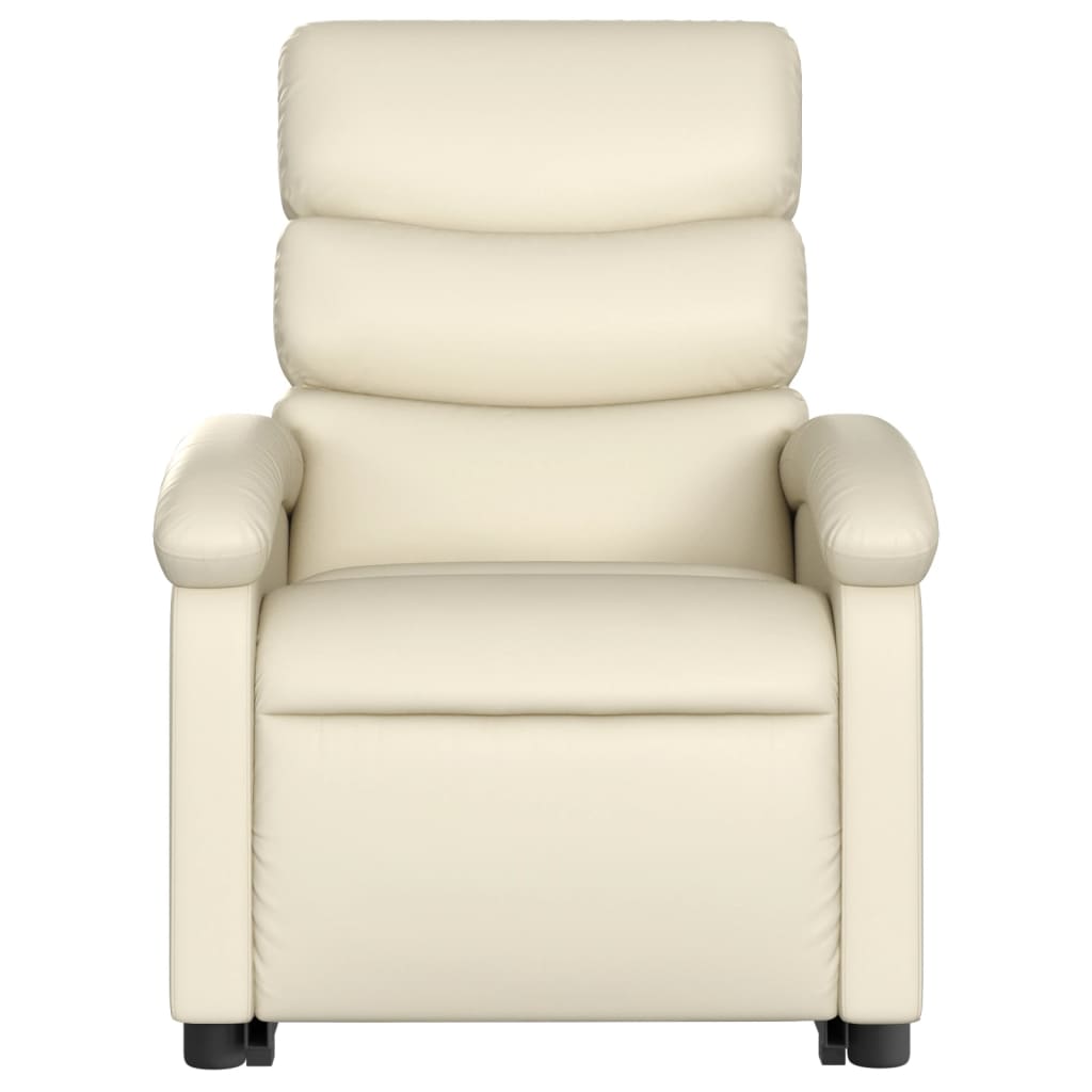 Reclining massage chair, cream, artificial leather