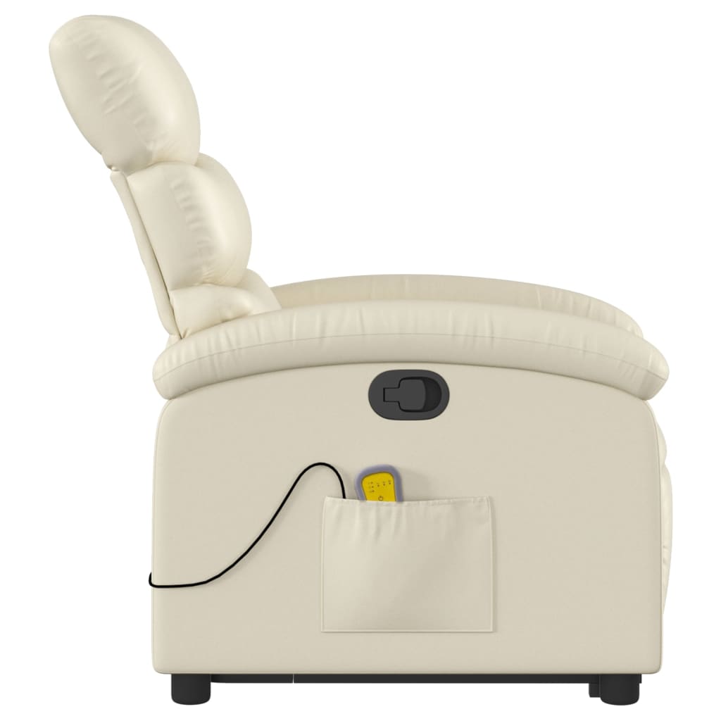 Reclining massage chair, cream, artificial leather