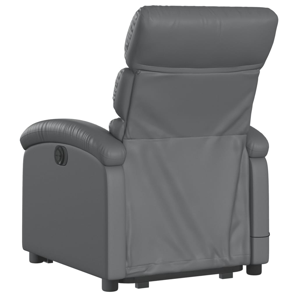 Reclining massage chair, grey, artificial leather
