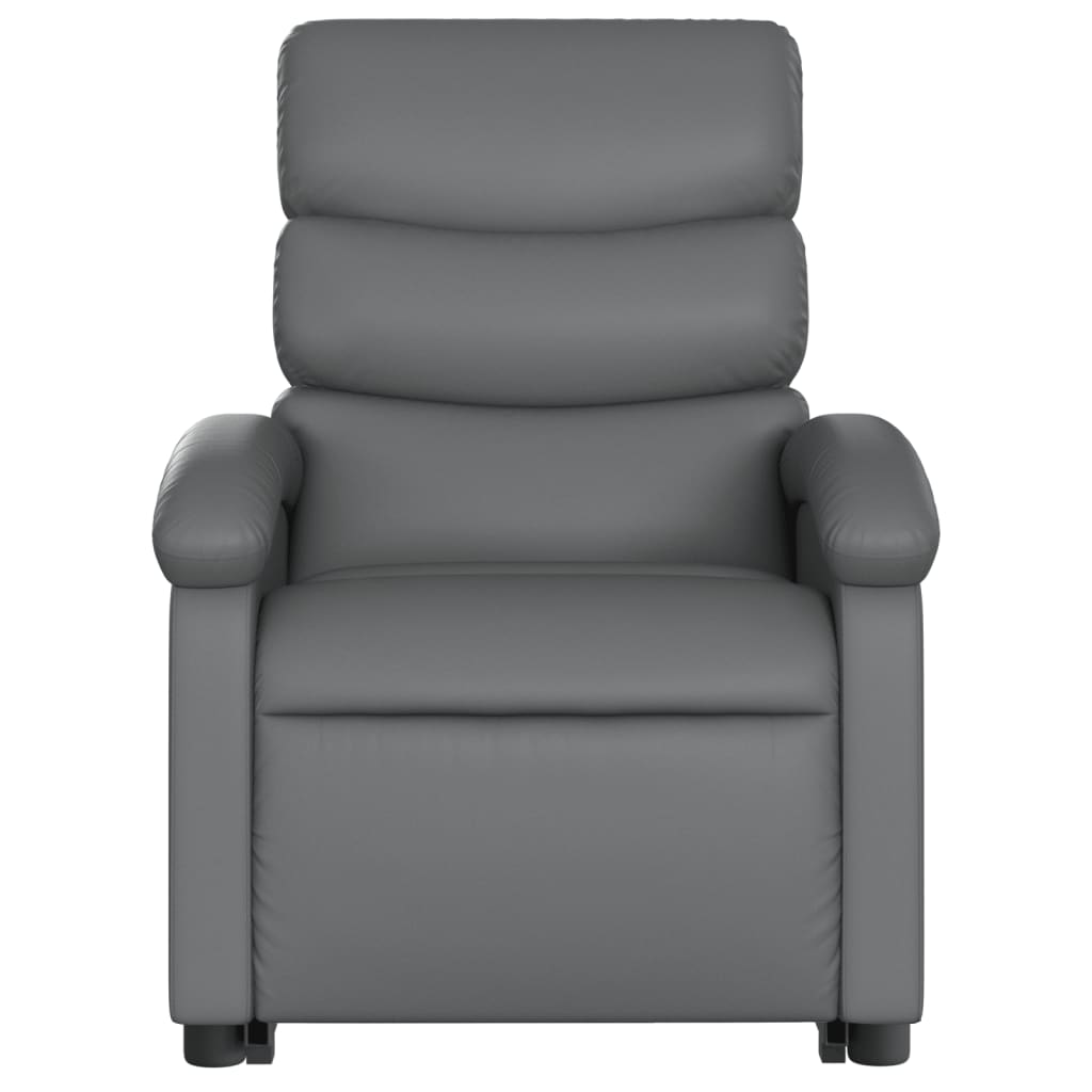 Reclining massage chair, grey, artificial leather