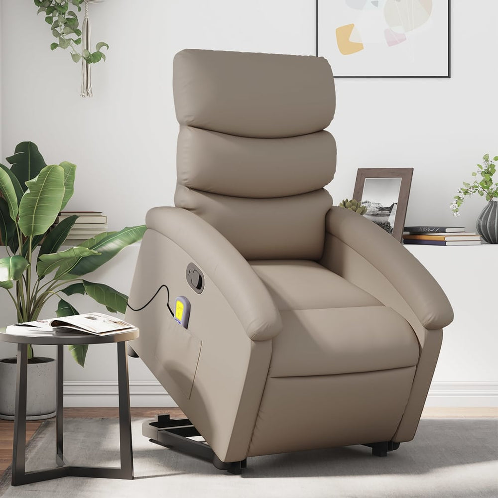Reclining massage chair, cappuccino, artificial leather