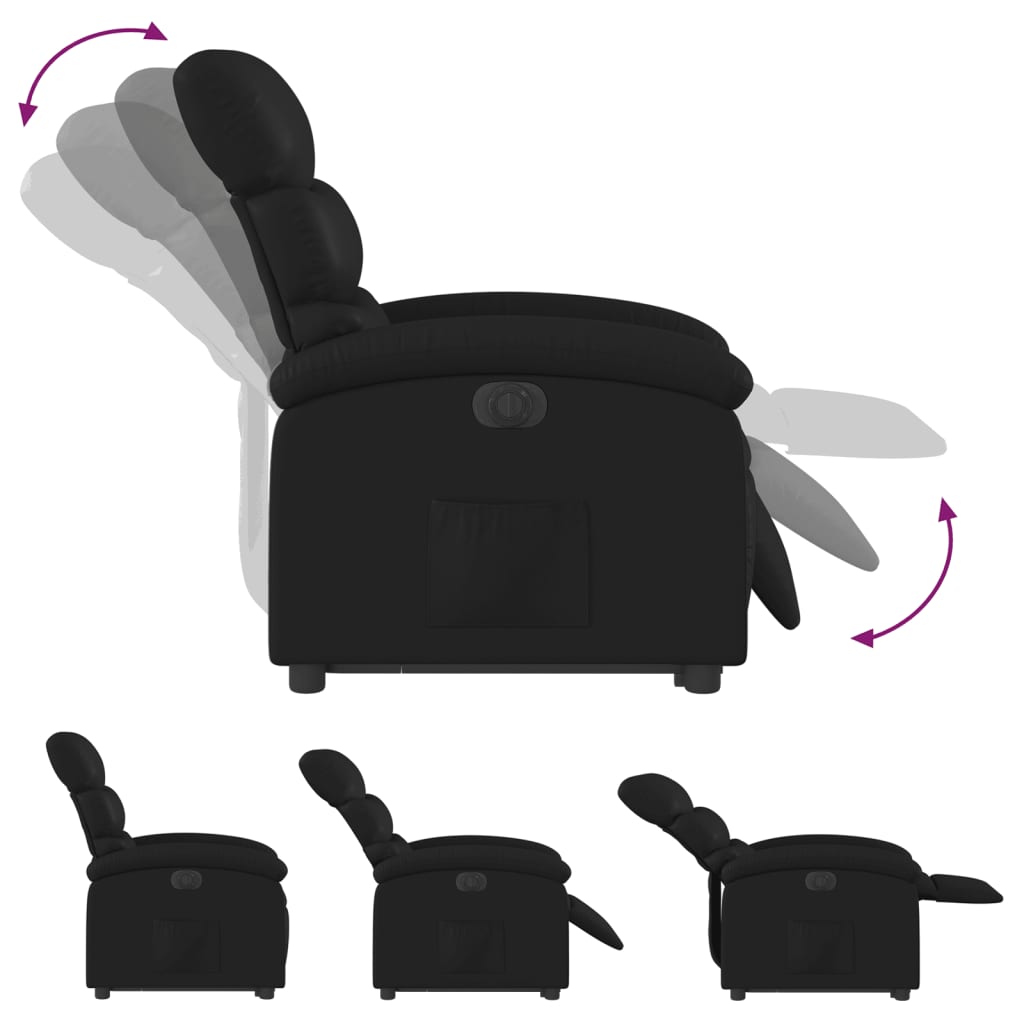 Electric riser recliner, black, artificial leather