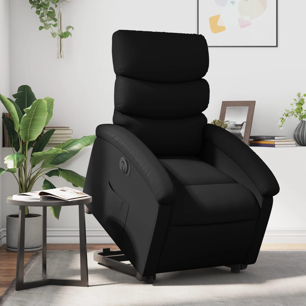 Electric riser recliner, black, artificial leather