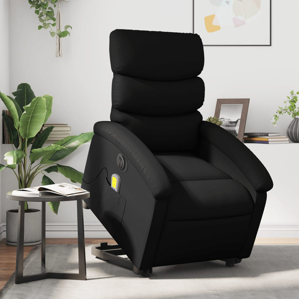 Standing massage chair, black, artificial leather