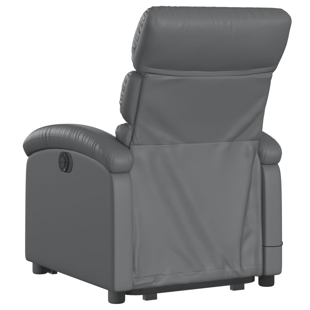Reclining massage chair, grey, artificial leather